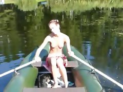 Amateur german Natasha in the boat