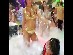 European pornstars at a foam party