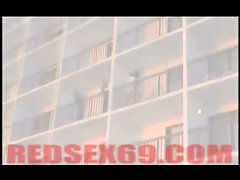 WTF sex on hotel balcony in public