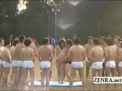 Bizarre Japan outdoor group public masturbation party