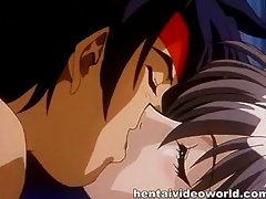 Hentai sizzling teen couple in bed