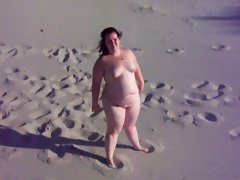 Fatty big beautiful woman lady on a beach