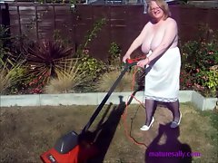 Mowing the lawn