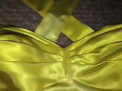 Yellow &amp; White Ombre Satin Homecoming Dress