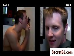 Straight guy loving a secret gay blowjob at a gloryhole