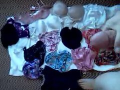 Another big load on satin panties and bras