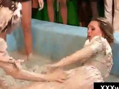 Sexy mud wrestling match gets hot kinky and out of control