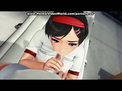 Sporty innocent looking teen hentai schoolgirl sucking huge cock