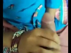 Indian Aunty's hanjob to her BF