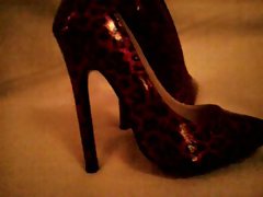 Red pearlized sexual high heels banging