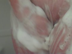 soaping up my pierced pussy in the shower