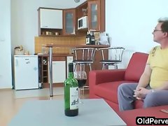 Man delights good wine and twat