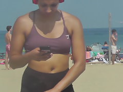 Public ejaculation watching Latina at beach (Pt. 3 of 3).