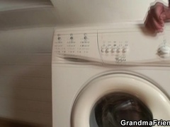 Two repairmen bang busty grandma from both ends