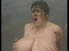 Horny masked man molest busty lady