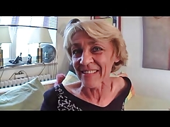 Skinny Granny in Black Stockings Fucks