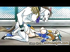 Monster horse anime hard poked wet pussy hentai warrior girl