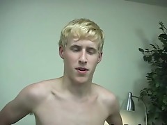 Blond Aiden masturbating