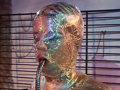 Cling filmed Chloe Delaure is fetish fucked