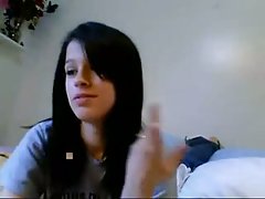 Busty teen girl fingering on webcam