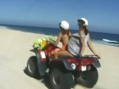 Sluts Jesse V & Samantha Sterlyng play on the beach