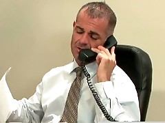 Gay cock sucking action in the office