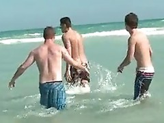 Hot gay threesome outdoor