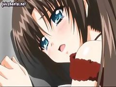 Hot busty anime babe gets bent over and pounded while at work