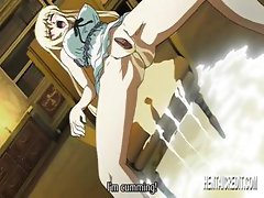 Busty blonde hentai gets caught and tied up and made to cum