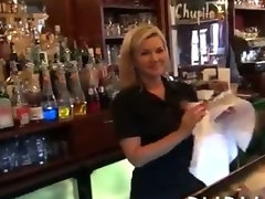 Hot amateur bartender fucked right there in the bar