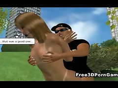 3D cartoon hottie getting pounded hard in the park