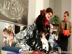 Fancy lesbos get covered in messy cream