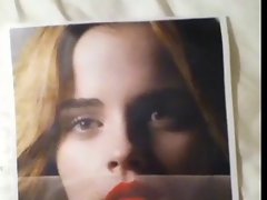 Emma Watson with Lipstick Cum on Beautiful Face