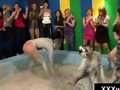 Out of control lesbian hotties get filthy in sexy mud bath