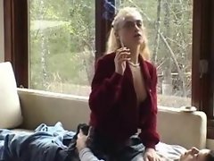 Nerdy Blonde Girl Smoking and Fucking