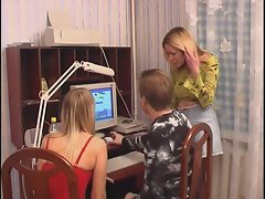 Russian Family-Daddy & Two Sexy Girls