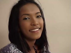 Thai ladyboy with small tits solo.