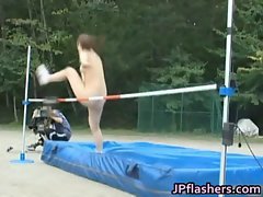 Real asian amateur in naked track and field