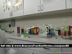 Young brunette slut in a chemistry lab