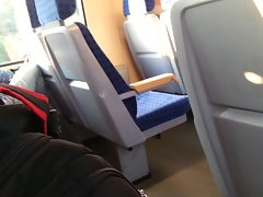 Flashing yng german cutie in a train