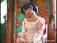 Weird naughty puppet stripping