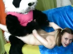 This kinky Panda fucks this bitch up her wet slit