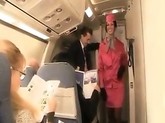 Blonde in uniform gets ass-fucked on the plane