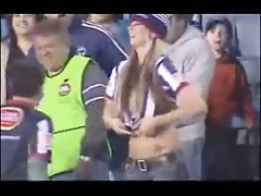 Girl soccer fan, showed all her boobs