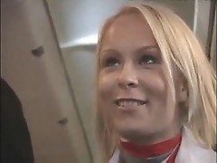 Best stewardess is stuffed by a guy in aircraft