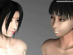 Animated twins cuties having threesome sex