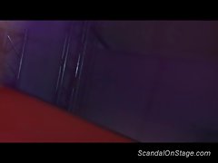 Scandal on stage lesbian babes touching pussy and ass