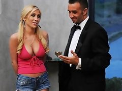 Slutty young blonde Tasha Reign daydreams about riding hard cock