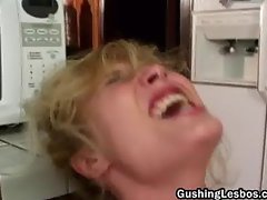 Lesbian dildo fucking in kitchen part5