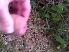 young guy cumming in the woods